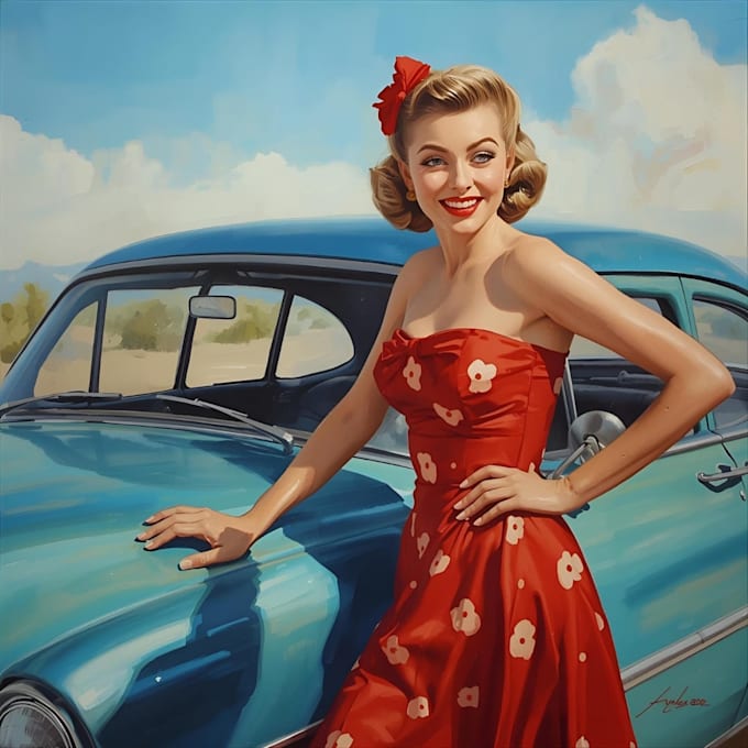design a charming vintage pin up character