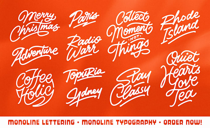 create vintage hand drawn monoline lettering and typography