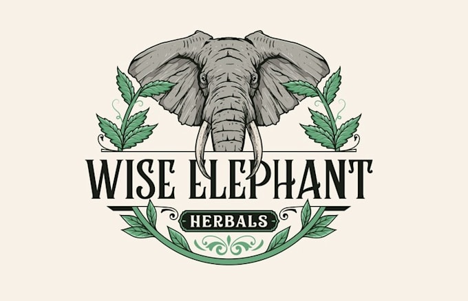 design unique wise elephant herbs logo