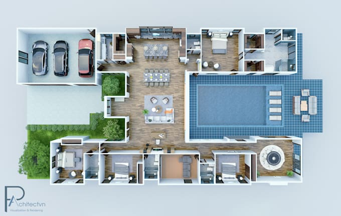 create 3d floor plan or interior by sketchup