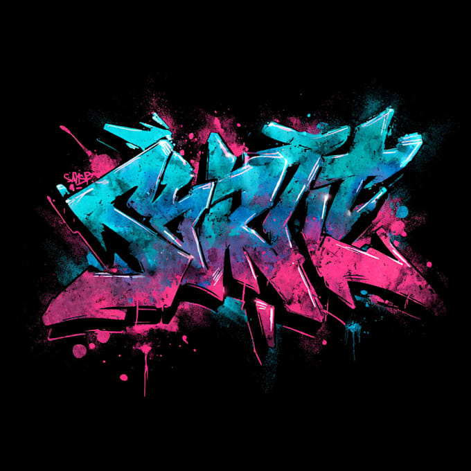 make graffiti tag with spray paint textures for your logo