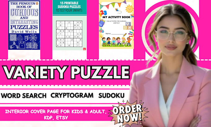 Make a design and create a sudoku word search puzzle book for amazon ...
