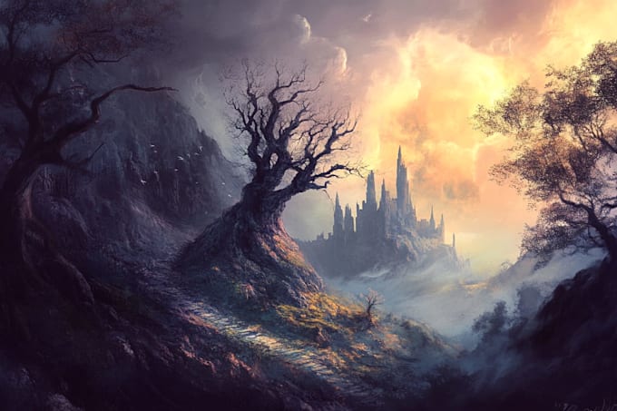 do fantasy landscape illustrations