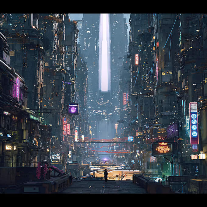 do cyberpunk scifi futuristic city