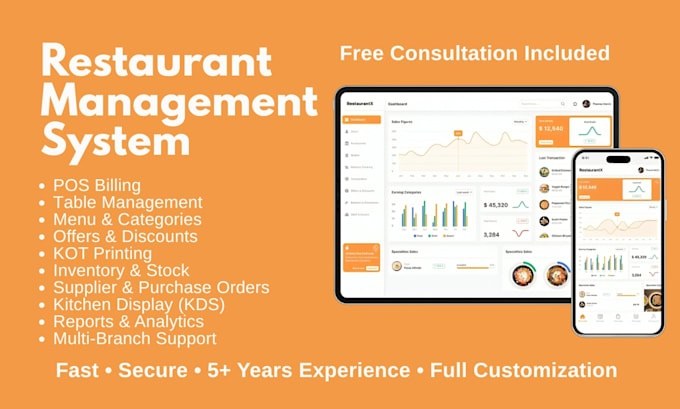 develop restaurant pos system, billing, inventory, kds, online ordering