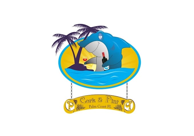 design traditional fun beach wine logo