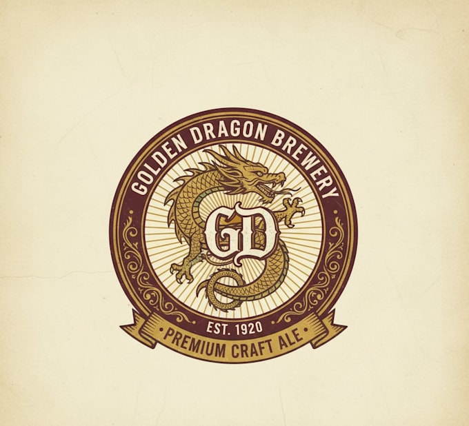 design a vintage golden dragon logo
