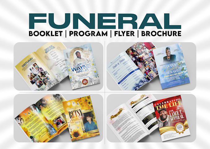 design a funeral program obituary program, funeral flyer