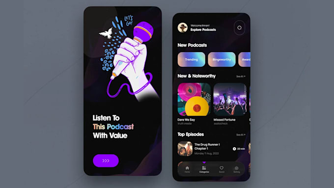 develop podcast app,webapp music app, music streaming apps, audio hub, radio app