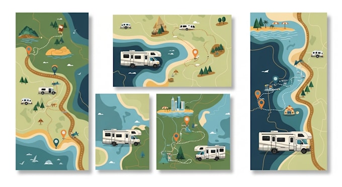 Design premium rv vector graphics and rv campaign maps for travel and ...
