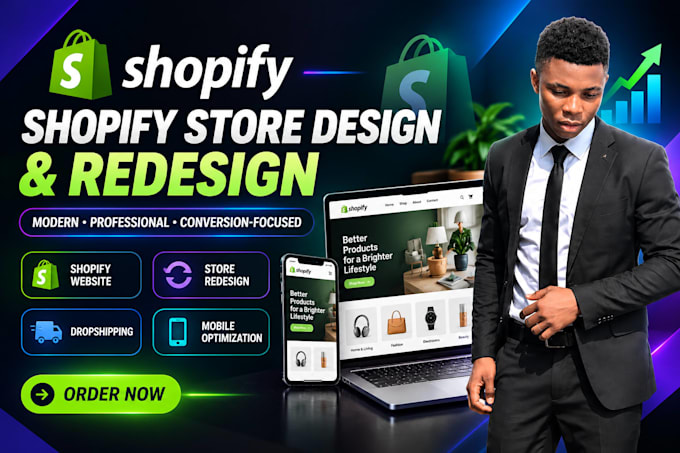 design or redesign shopify website, store design, dropshipping store