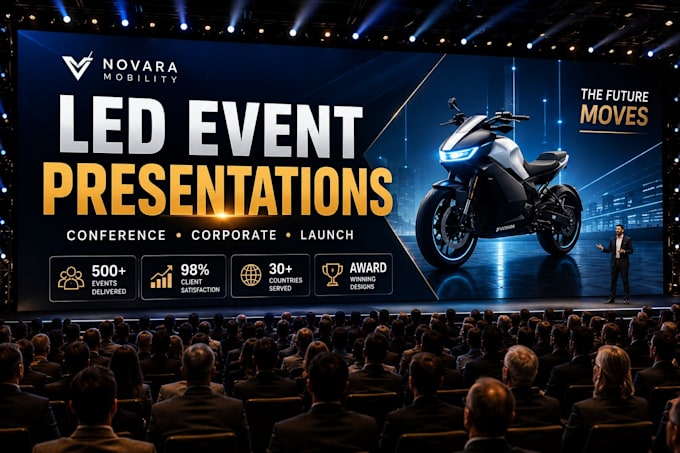design premium led screen visuals for product launches and corporate event