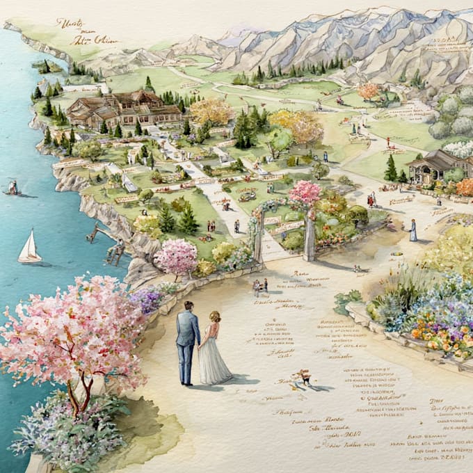 create a custom wedding map watercolor style