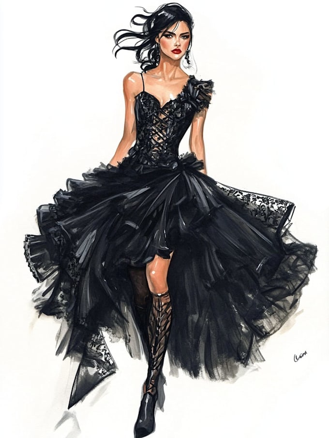 Draw a digital fashion illustration by Whitneyalidfbv | Fiverr