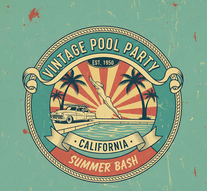 design a vintage pool party logo