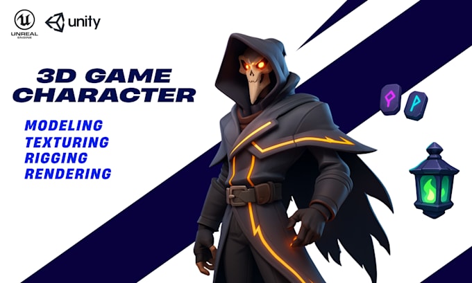 do stylized realistic 3d game characters for unity or unreal engine