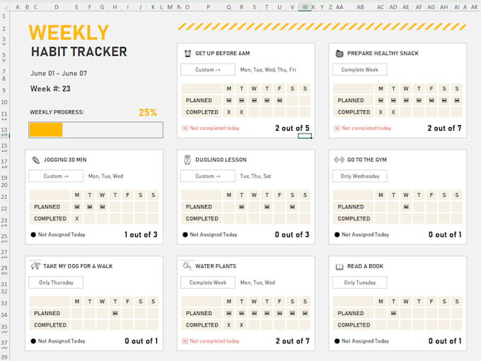 design a user friendly excel tracker template