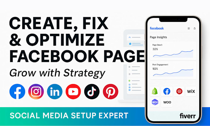 Do facebook business page create and setup social media accounts setup