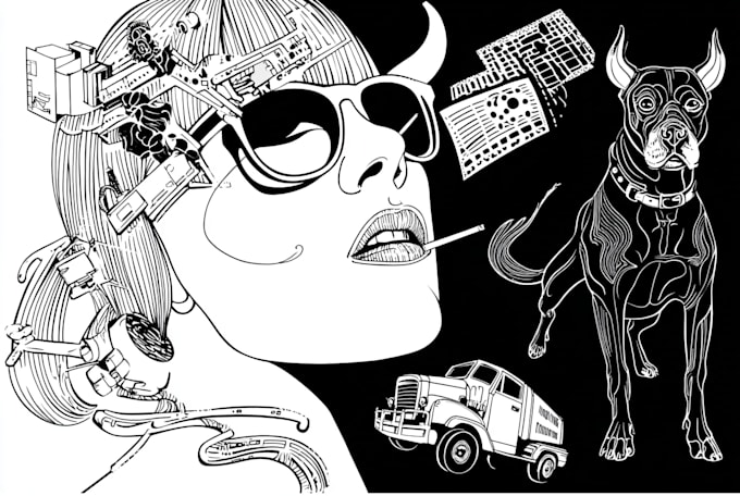 draw awesome line art and silhouette vector illustration