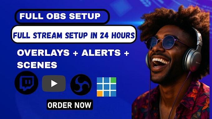 professionally setup full obs stream setup with overlays, scenes , vmix support