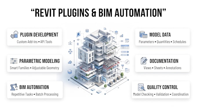 develop revit addins, parametric tools, and bim automation scripts