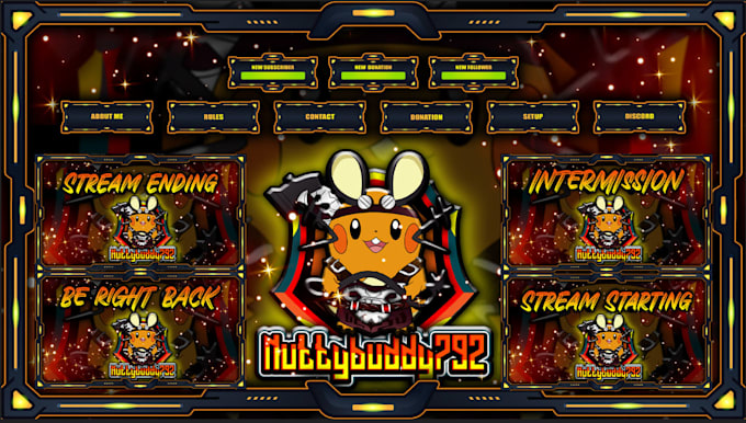 Streamer Intro Graphics Illustration d'overlay de stream, graphiques personnalisés, design pour ...