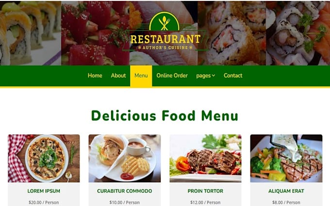 Design redesign wordpress private chef website catering food menu ...