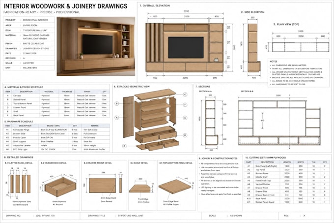 create fabrication ready interior woodwork and joinery drawings