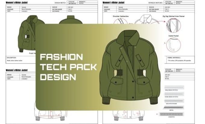 Design factory ready clothing, shoe and bag tech packs with technical ...