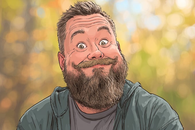 draw funny cartoon character, caricature, portrait