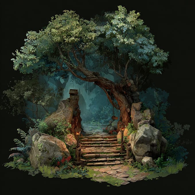 draw fantasy environment, landscape design