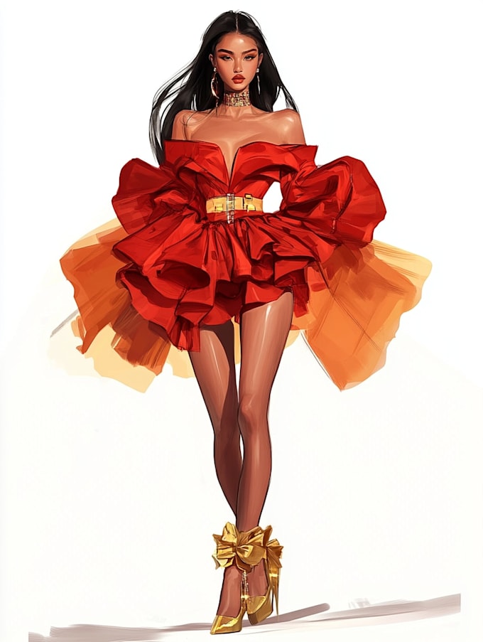 Draw fashion illustration and sketches by Dillandumas | Fiverr