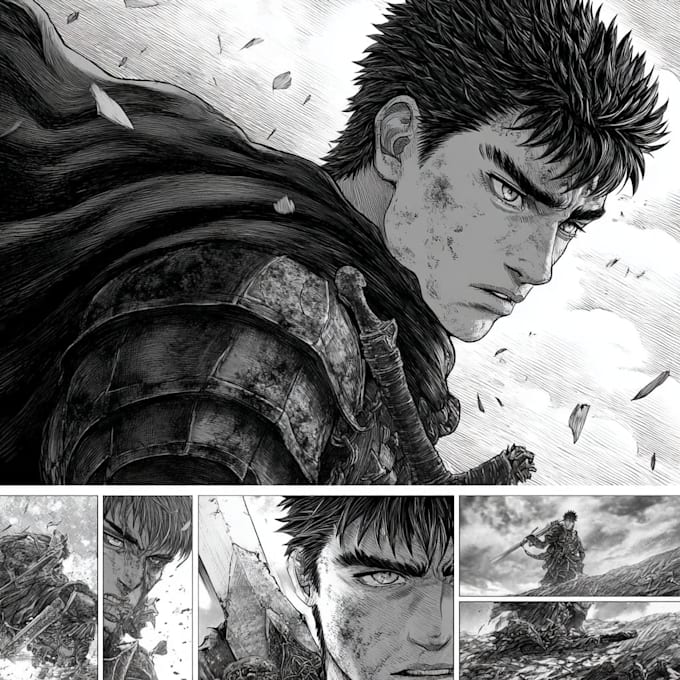 draw custom dark berserk style art in high quality