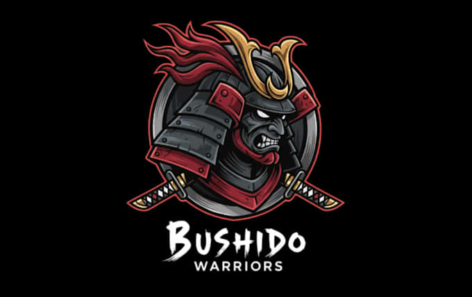 draw modern samurai head mascot logo design
