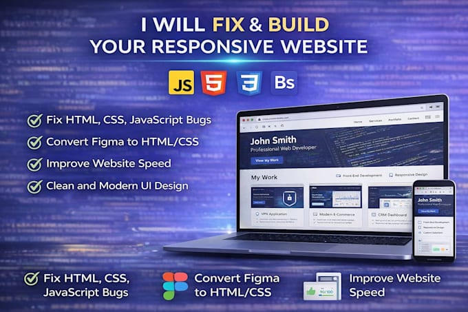 Do frontend web development in html css javascript by Salmanwebbuilds ...