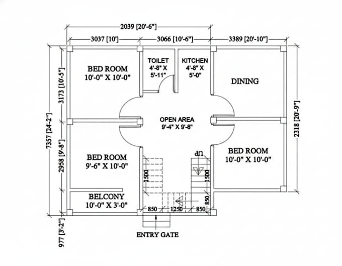 do autocad 2d floor plan and 3d drawing