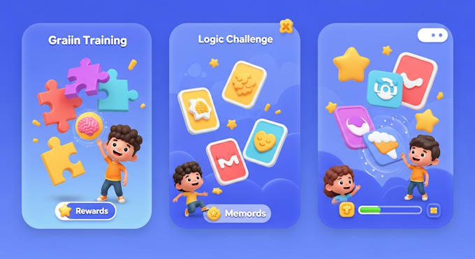 create a kids brain training and memory puzzle game with fun logic challenges