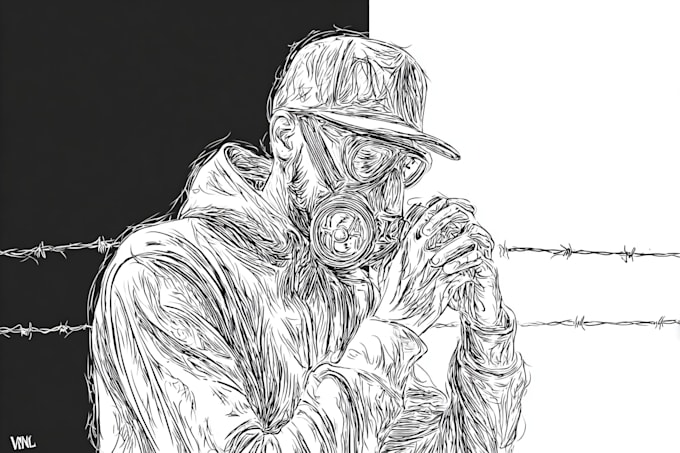 draw illustration line art scribble style for you