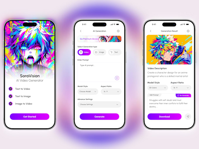 develop ai video generator app, ai image generator app, ai editing app