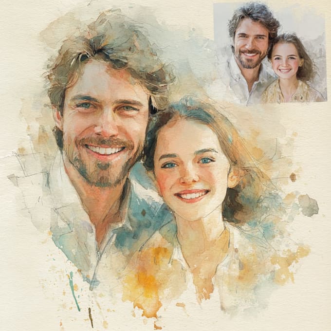 draw a watercolor portrait illustration