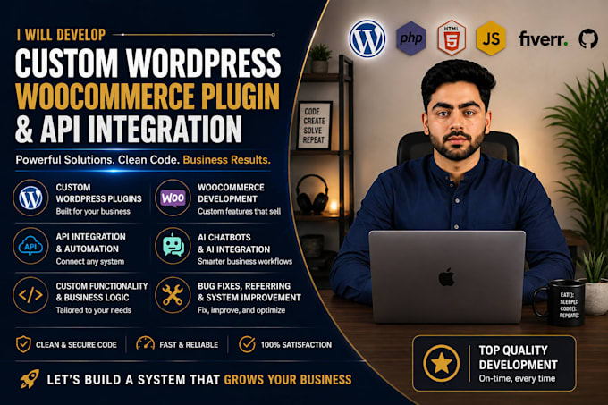 develop a custom wordpress woocommerce plugin and api integration