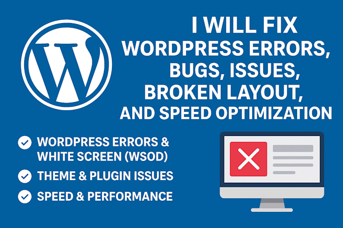 fix wordpress errors bugs issues broken layout and speed optimization