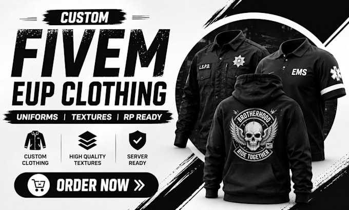 create custom fivem eup clothing, uniforms and textures for your rp server
