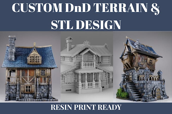 design custom dnd terrain, modular props, snap fit stl and 3d printable assets