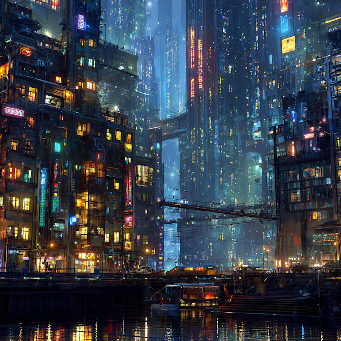 create futuristic cyberpunk city for you