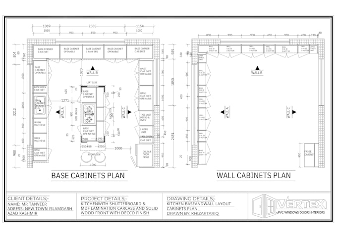 create complete kitchen and wardrobes execution drawings