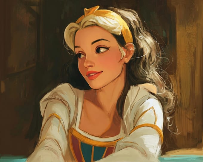 create a portrait in a disney inspired art style