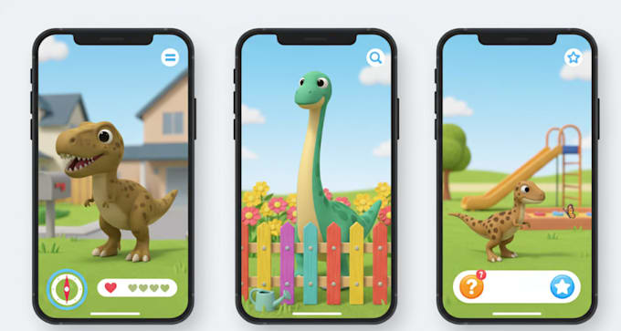 develop an ar dinosaur exploration game with interactive learning
