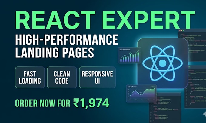 develop a high performance react landing page with modern UI