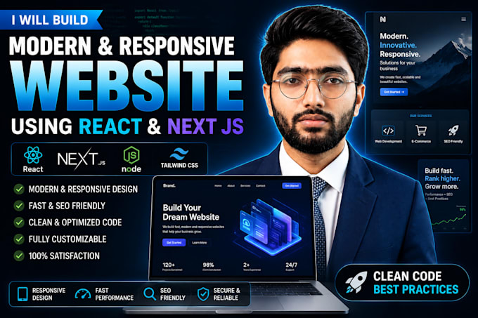 build a modern responsive website using react and next js